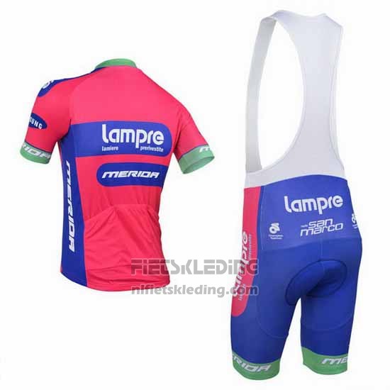 2013 Fietskleding Lampre Merida Roze en Azuur Korte Mouwen en Koersbroek